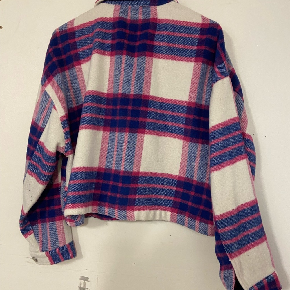 Ci Sono Women's Plaid Utility Jacket - Pink, Blue, and White - Picture 4 of 4
